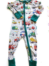 Little Sleepies Community Cars Bamboo Zippy Pajamas 12-18 Months - 2 Small Holes