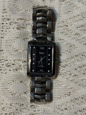 SPRINTO Unisex Watch Black Dial Crystal Markers Silver Tone Bracelet Japan Movt