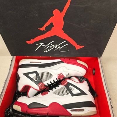 Nike Air Jordan Retro 4 308497-110 White/Red/Black Shoes 