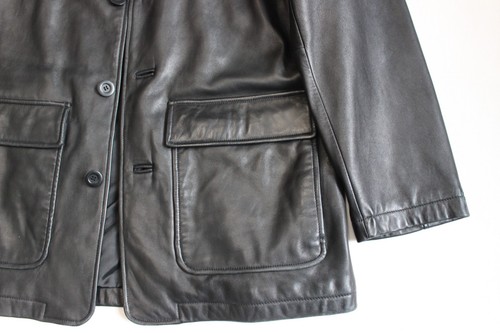 Murano 100% echtes Lammleder Leder schwarz Jacke Herren Größe L 4-Knopf - Bild 6 von 17