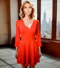 MACY'S Juniors Red Dress 14-16 Holiday Outfit Cocktail-Party Fit & Flare