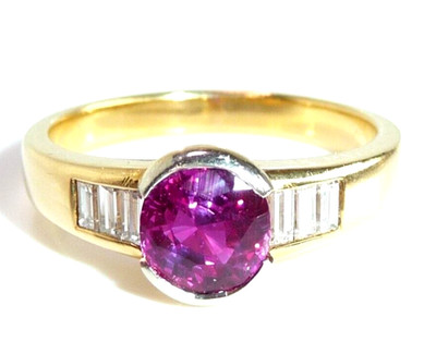 Ring 750 gold 0.26ct. Diamonds + 1.00ct. Ruby size 56 / 17.8mm changeable 5.2g