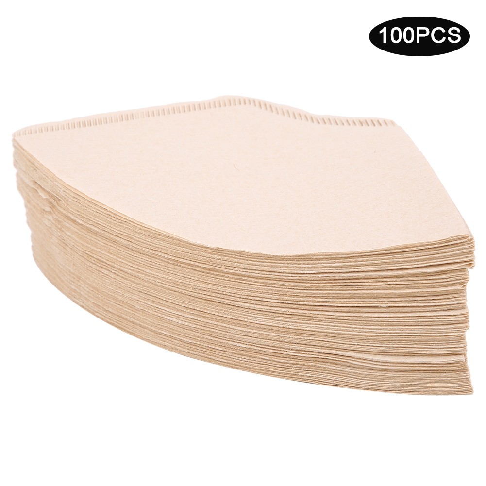 100Pcs FanShaped Disposable Coffee Filter Paper Kit Replacement Coffee Making Ac