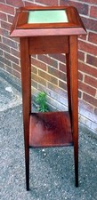 Victorian antique Arts & Crafts mahogany tile top plant jardiniere stand table