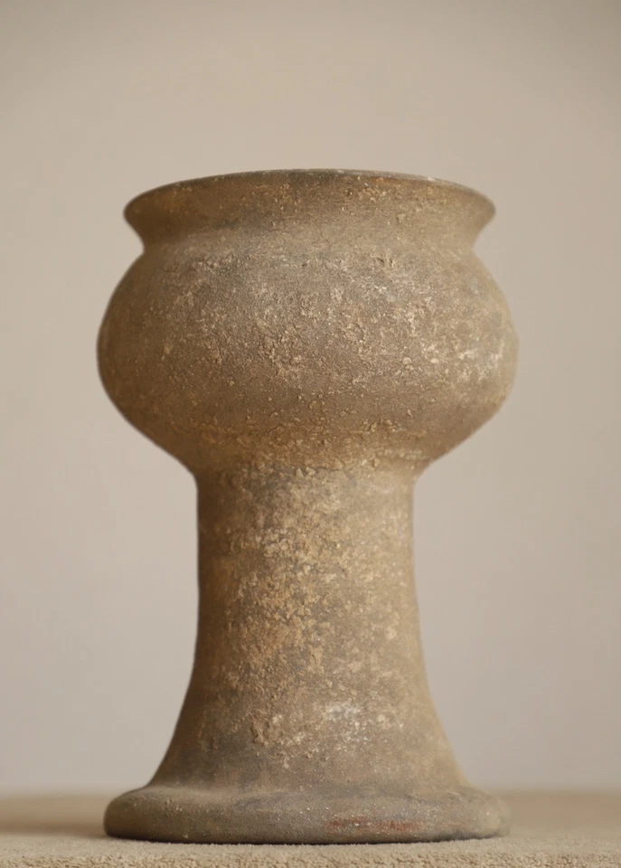 Antiguo recipiente de comida ritual de cerámica china dinastía Dou Zhou antiguo coleccionable Foto 3 de 4