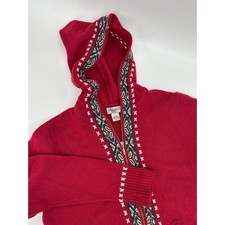 Eddie Bauer Collectibles Red Lambswool Fair Isle Zip Hoodie Women's XL