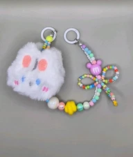 Cure Handmade Multicolor Bunny Plush Phone Charm Key Chain Bag Charm
