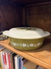 Vintage Pyrex (043) 1 1/2qt Avocado Daisy Oval Casserole With Lid