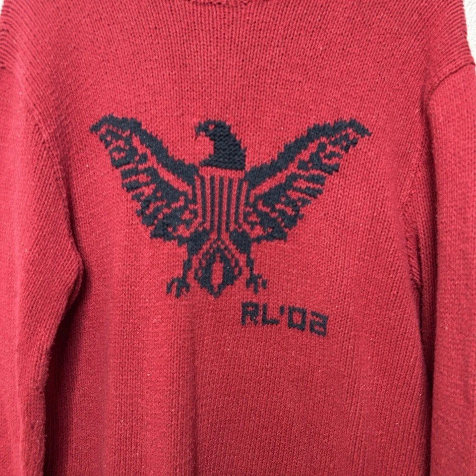 Raro De Colección Polo Ralph Lauren Eagle RL ’02 2002 Tejido Cuello Redondo Suéter Para Hombre Grande Foto 3 de 4