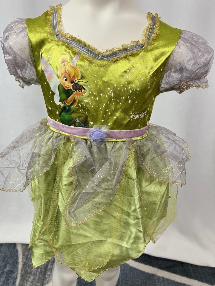 Disney Tinkerbell Dress With Wings Halloween Costume Girls Size XS (3T-4T) - Image 2 of 4
