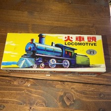 Tin Litho MF 712 Friction Powered Steam Locomotive Blue Vintagein Box u-1C