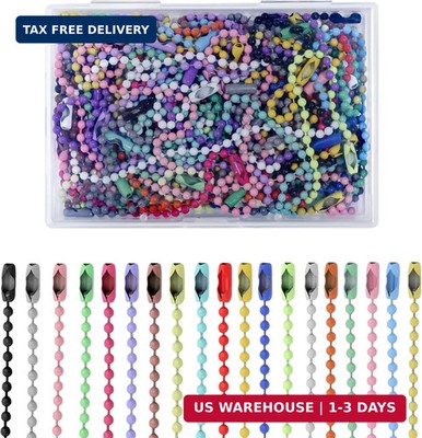 Lemonkey 100Pcs Ball Beads Chain Bulk,Mixed Color Keychain Rings Metal Chain,4 I