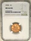 1954 P Lincoln Cent NGC MS66RD Deep Red, Strong Luster, New Holder#T266Z