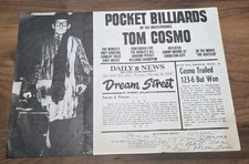 1964 Tom Cosmo Pocket Billiards Trick Artis Sideshow Brochure / Promo Pool 8x11