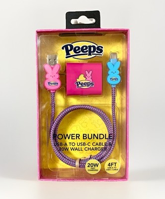 NEW Peeps Power Bundle USB-A To USB-C 4ft Charging Cable & 20W Wall Charger