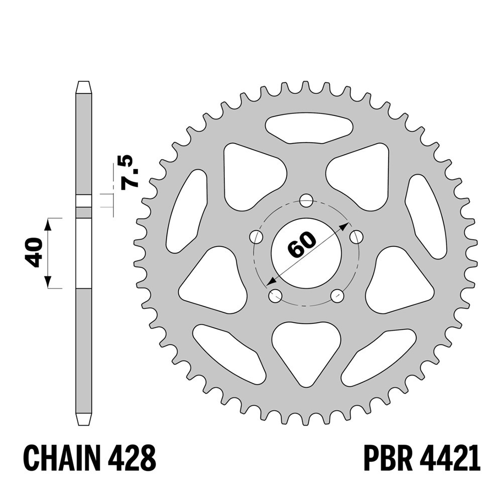 Pignon arrière Ergal PBR pas 428 haute précision pour Betamotor Rev 80