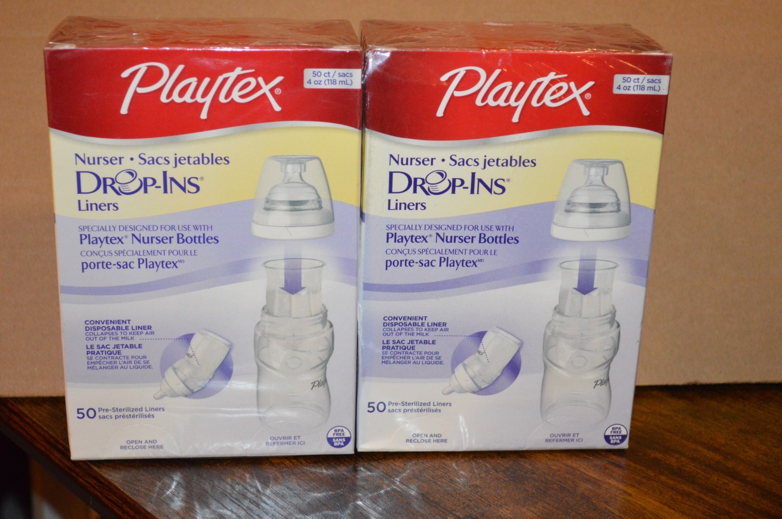 Lot of 2 Playtex Baby Drop-Ins Liners Pack of 50 4Oz Nurser 