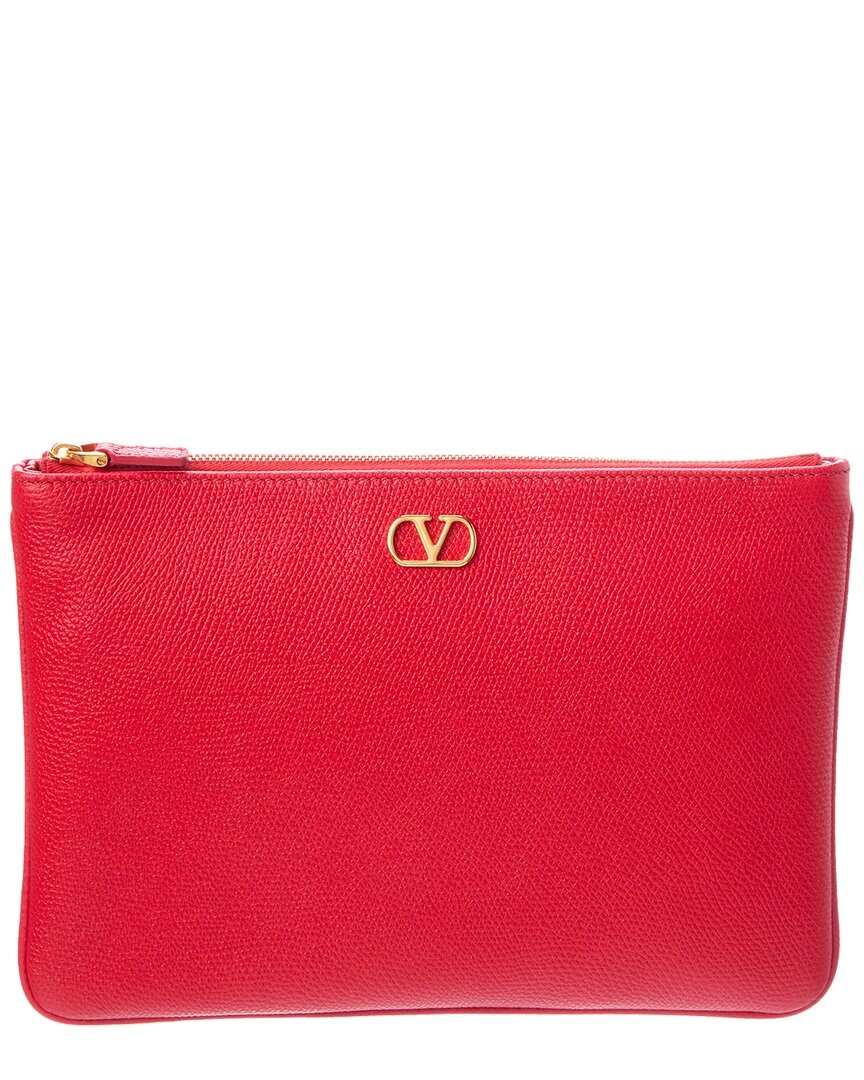 Valentino Vlogo Signature Leather Pouch Womens Red 96390₽