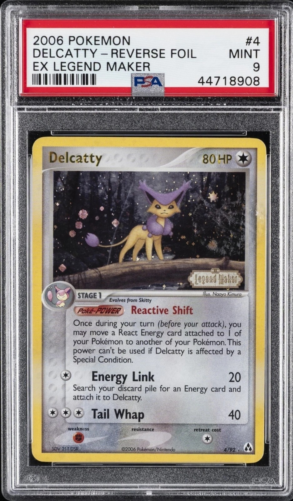 PSA 9 MINT 2006 POKEMON EX LEGEND MAKER #4 DELCATTY STAMPED REVERSE FOIL