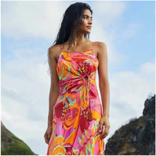 NEW Farm Rio Tropical Print Midi Maxi Dress Cutout Sleeveless Size Small $225