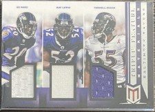 Ed Reed Ray Lewis Terrell Suggs 2012 Momentum Triple Game-Worn Relic /25 Ravens