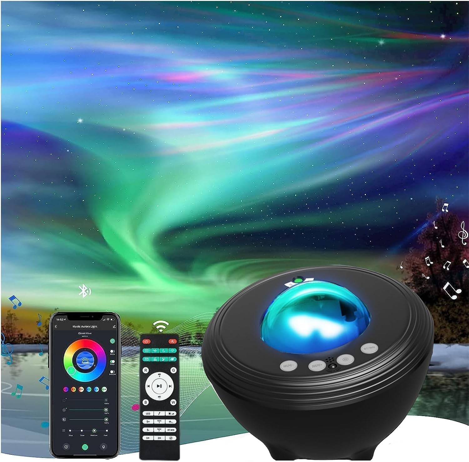 Veilleuse bébé Aurora avec projecteur de galaxie et musique douce pour le rituel du coucher