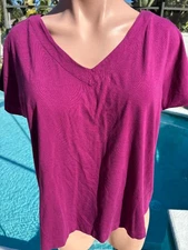 J Jill Magenta T Shirt Top womens short sleeve size PM Petite Medium