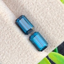 2.05 Carat Natural Ink Blue Pair Tourmaline Emerald Cut From Afghanistan