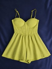 Windsor Green Corset Romper Dress XS Bustier Fit Flare Mini Skort