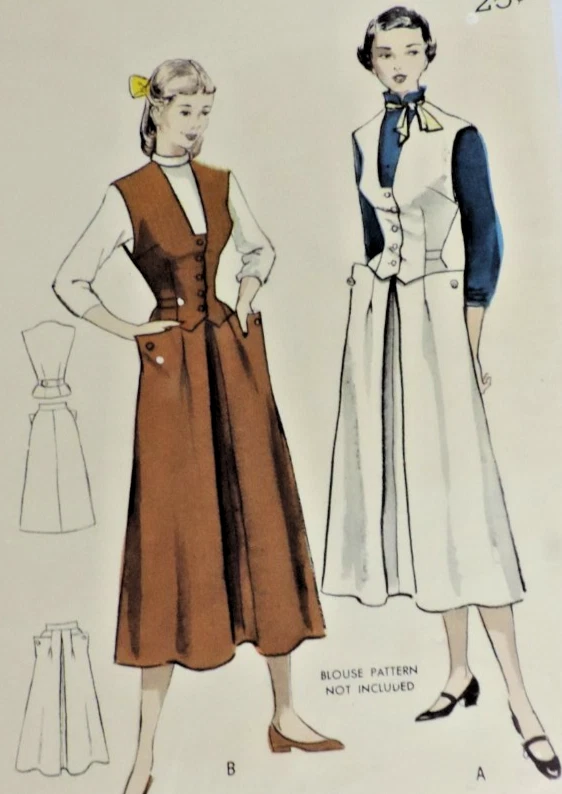1940s Butterick 5146 Teen 2 Piece Weskit/Skirt/Vest Sz 14 B32 Complete - image 1 of 4