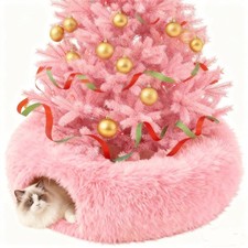 Cat Tunnel Bed Under Christmas, Luxury Donut Cat House Xmas Tree Skirt Tunnel...