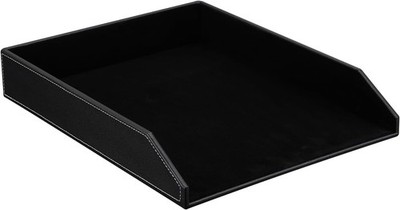 KINGFOM  A4 Leder Briefablage (schwarz) - 30,5L x 27,4B x 7,1H cm - Büro Zubeör