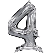 Anagram 54" Standup Number 4 Silver Airloonz Foil Balloon