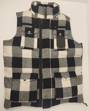 Triple Fat Goose Down Plaid Buffalo Vest Mens Size L Chest Snow Rapper