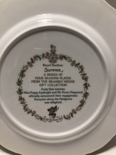 Royal Doulton 1982 Brambly Hedge Summer Plate EUC - Picture 4 of 4