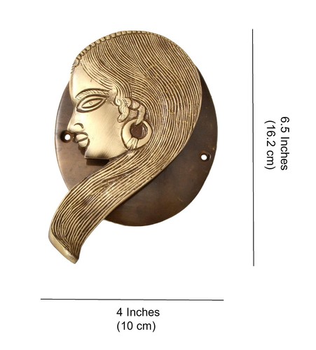 Handmade Antique Finish Tribal Lady Design Brass Door Knocker, Pack of 1 Pcs - Picture 2 of 6