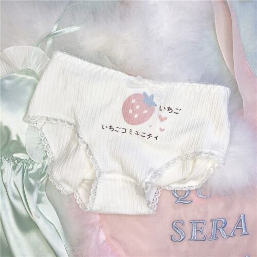 Lolita Style 100% Cotton Briefs Women's Panties Anime Cute Strawberry Cosplay - Picture 3 of 10