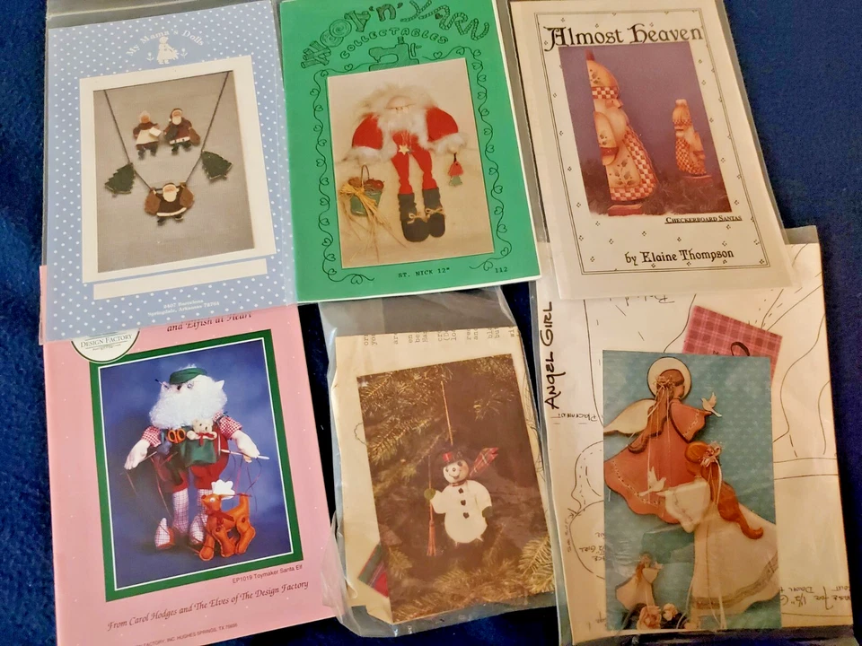 Lot (22) New Vintage CHRISTMAS Sewing & Painting Craft Patterns Kits Uncut - Image 4 of 4