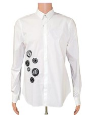 Versus Versace White Cotton Shirt with Embroidered Details IT 48 - M