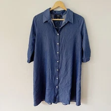 NAIF Blue Chambray Button Down Tunic Size L