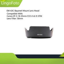 EW-63C 58mm Bayonet Mount Lens Hood Shade For EF-S 18-55mm f/3.5-5.6 IS STM Lens