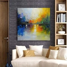 landscape Modern wall Art Abstract Hand-Painted Oil Painting on Canvas Home 24in
