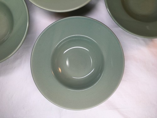 Pier 1 Sage Green 9" Wide Rim Bowls Soup Salad Pasta, Vintage Lot Of 3 Bowls. - Picture 7 of 17