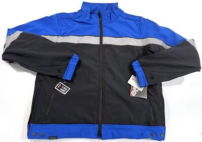 LARGE LONG ELBECO SHIELD COLOR BLOCK SOFT SHELL JACKET BLUE / NAVY HI-VIS SH3703