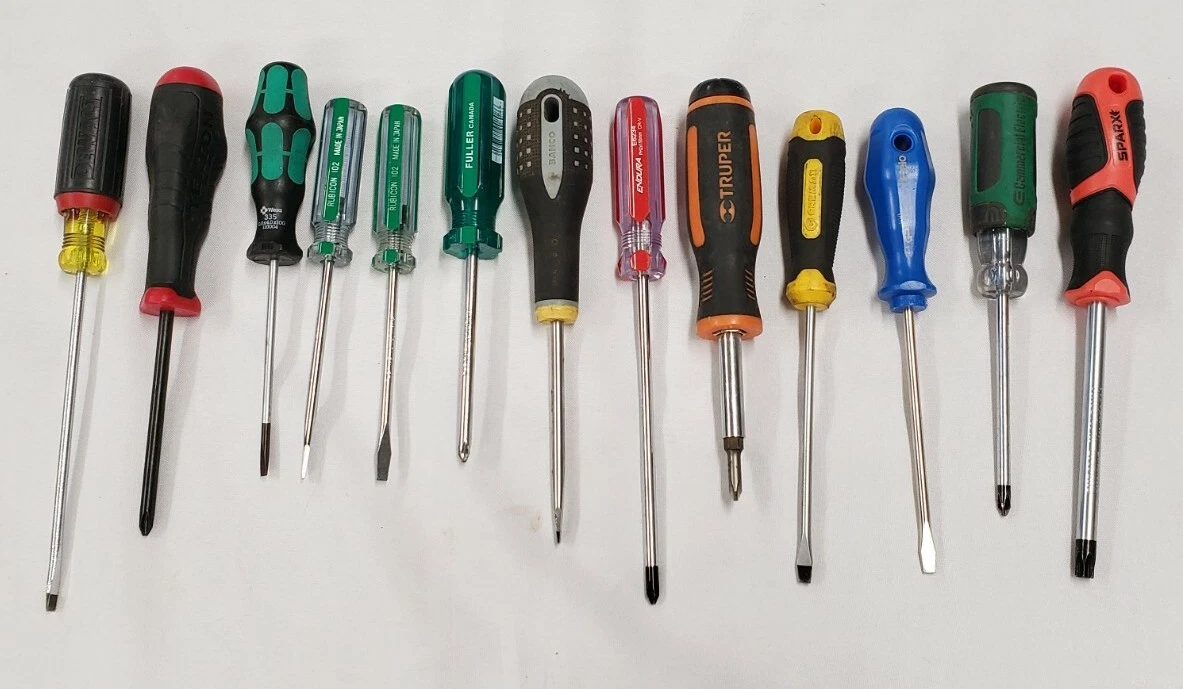 Mixed Screwdriver Set Lot Of 13 Dewalt Tekton Wera Rubicon Fuller Felo Bahco Etc