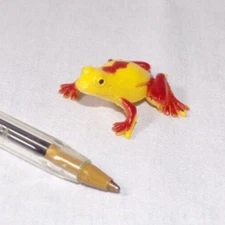 Miniature Dollhouse Fairy Garden Toy Frog Figurine Plastic Yellow Red Toad 1.25"