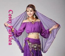 SN-D5-1 Adults Belly Dance Costume Bollywood Chiffon Sequins Head Scarf