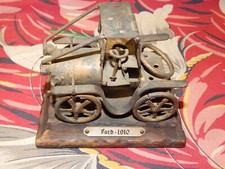 Antique Vintage Handmade Model Car 1910 F ord roadster   Metal wood base