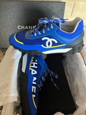 CHANEL FALL 2018K NEW BLUE WHITE 'CHANEL' CC LOGOS SNEAKERS BOX EU38
