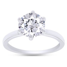 2ct Round Cut Solitaire Diamond Engagement Woman's Ring 14k White Gold Finish